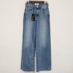 Paige Womens High Rise Harper Jeans Size 25 Wide Leg Light Wash Stretch NWT